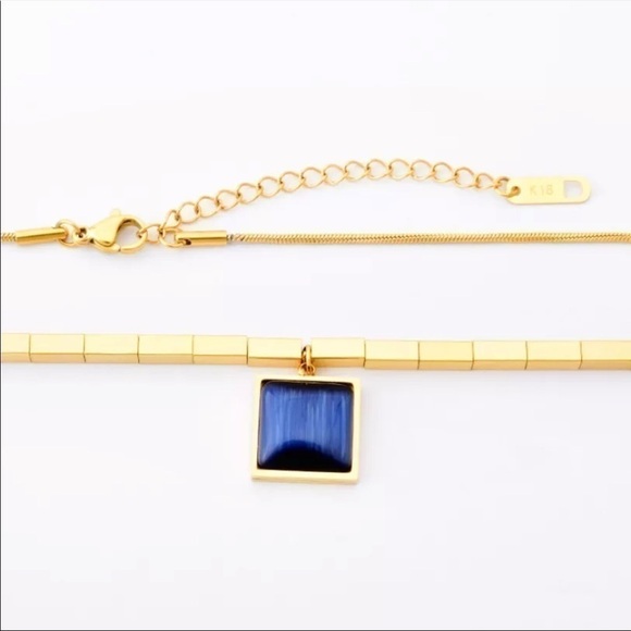 RE-STOCKED❗️NEW blue opal 18K gold plated chain necklace - Picture 7 of 11